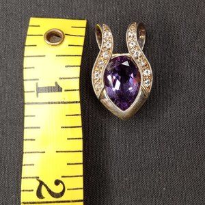 925  Sterling Silver Fancy Amethyst Pear Shape Pendant.